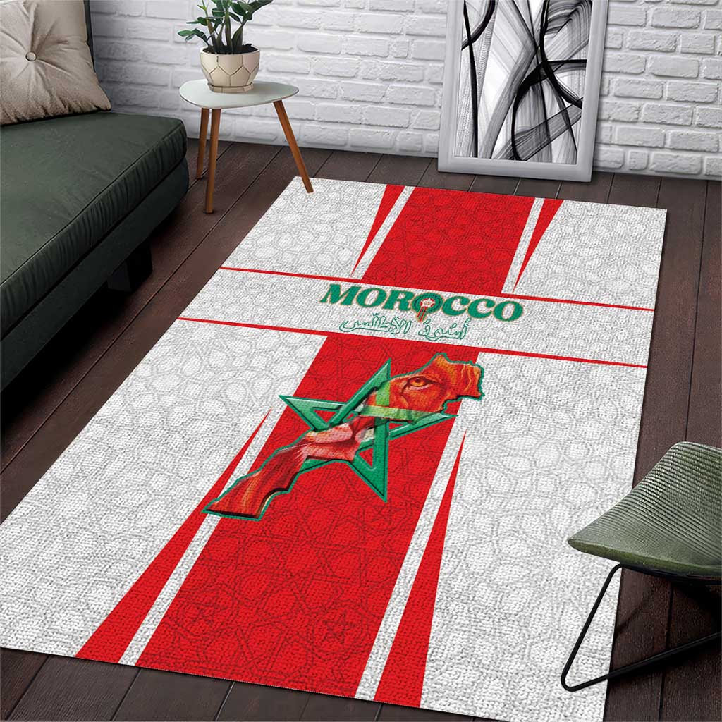Morocco Football Area Rug Go Champions Atlas Lions - White - Wonder Print Shop