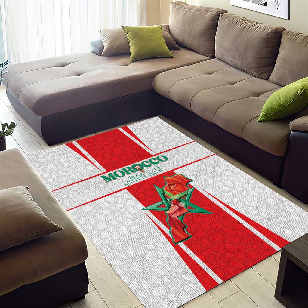 Morocco Football Area Rug Go Champions Atlas Lions - White - Wonder Print Shop