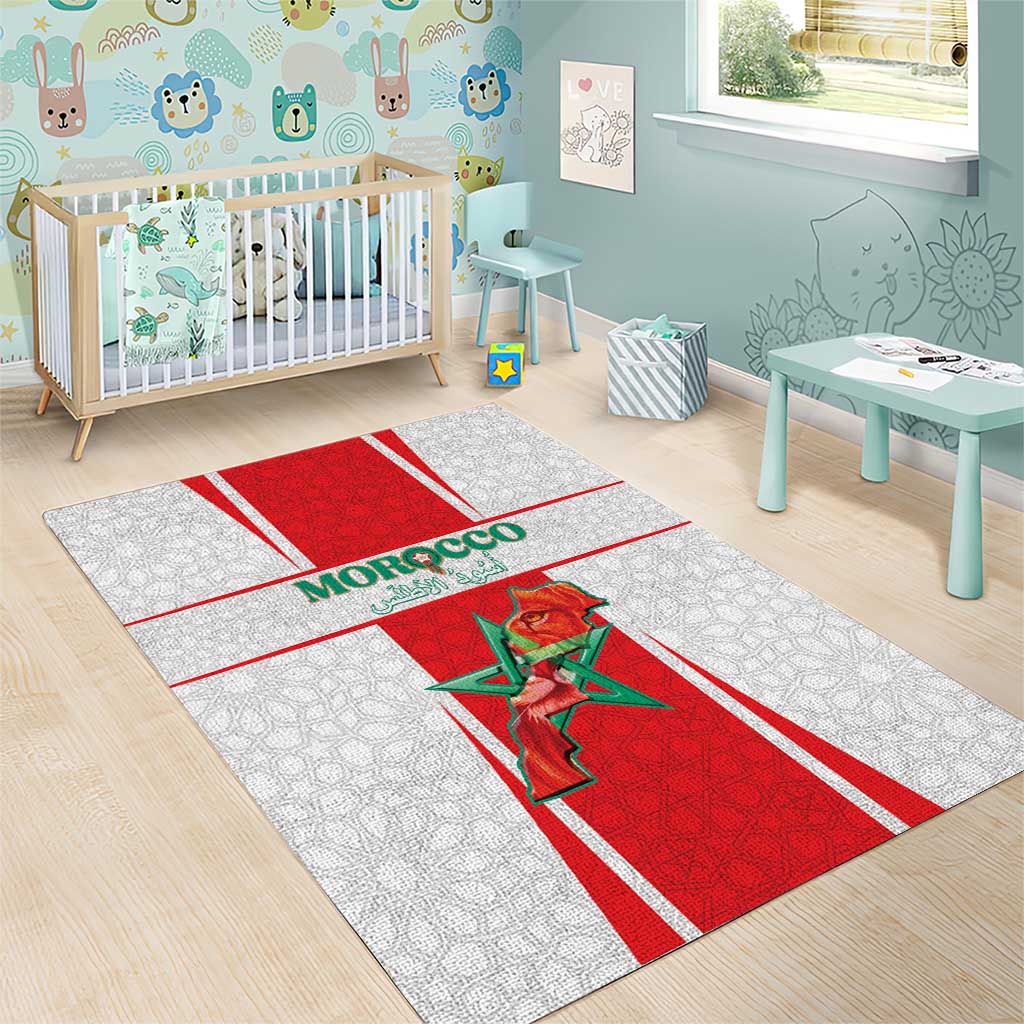 Morocco Football Area Rug Go Champions Atlas Lions - White - Wonder Print Shop