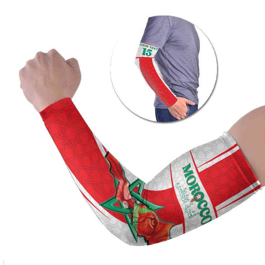 Custom Morocco Football Arm Sleeves Go Champions Atlas Lions - White - Wonder Print Shop