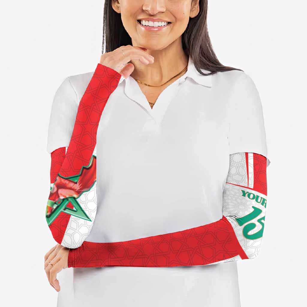 Custom Morocco Football Arm Sleeves Go Champions Atlas Lions - White - Wonder Print Shop