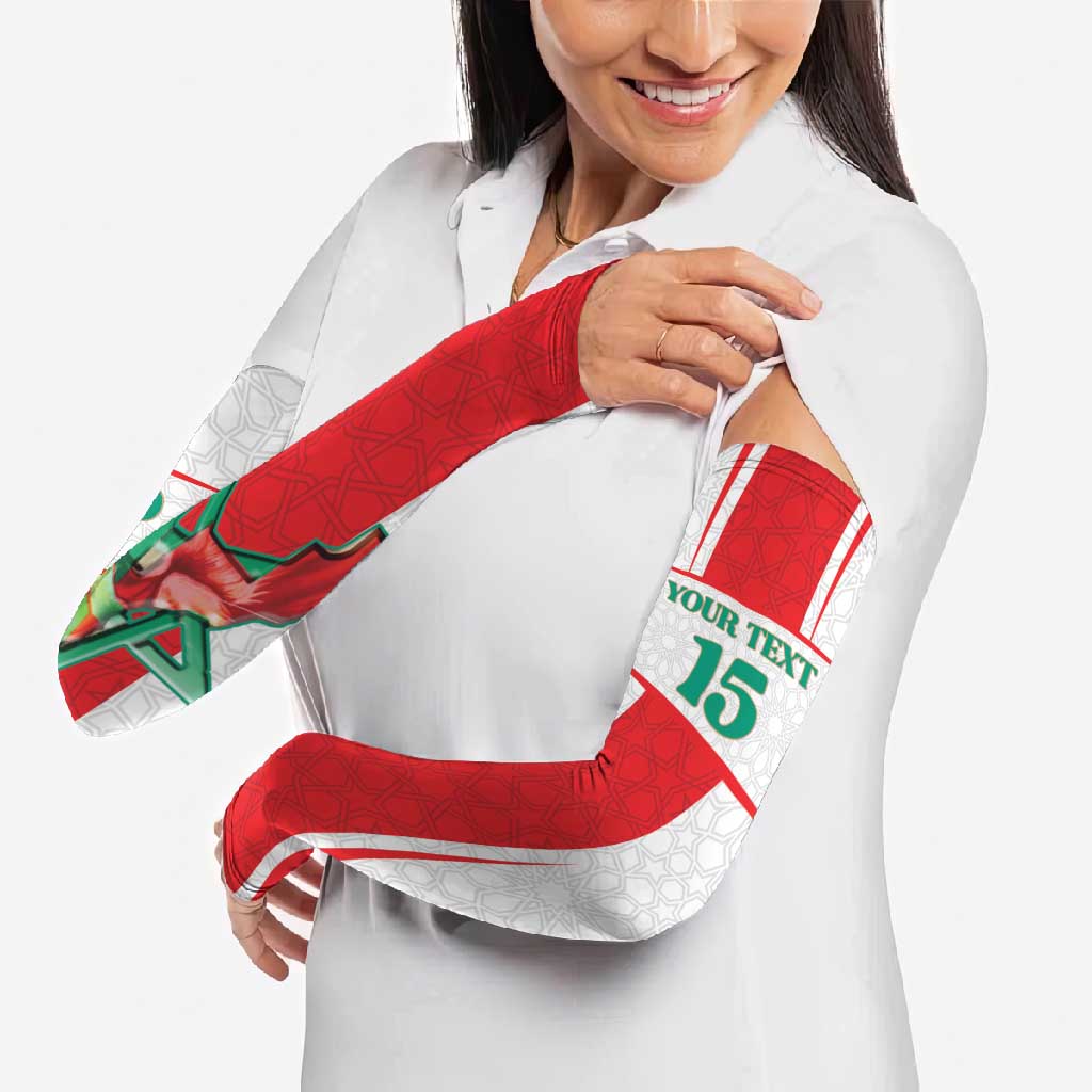 Custom Morocco Football Arm Sleeves Go Champions Atlas Lions - White - Wonder Print Shop