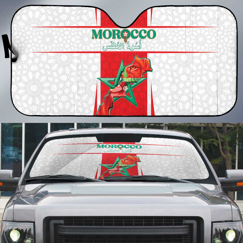 Morocco Football Auto Sun Shade Go Champions Atlas Lions - White - Wonder Print Shop
