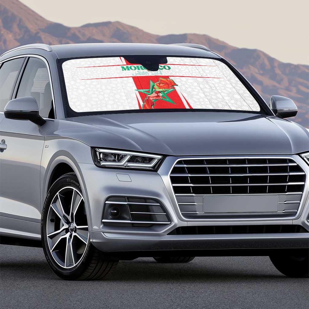 Morocco Football Auto Sun Shade Go Champions Atlas Lions - White - Wonder Print Shop