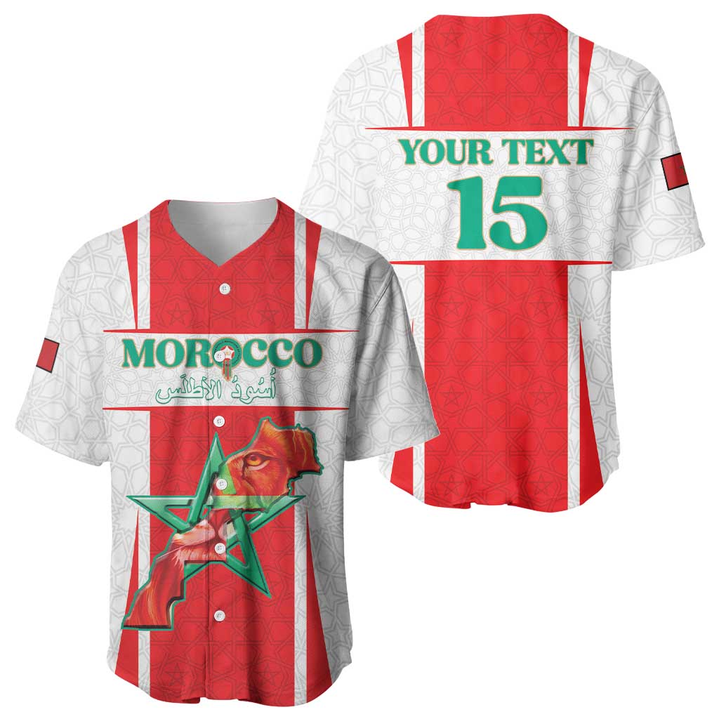 Custom Morocco Football Baseball Jersey Go Champions Atlas Lions - White - Wonder Print Shop
