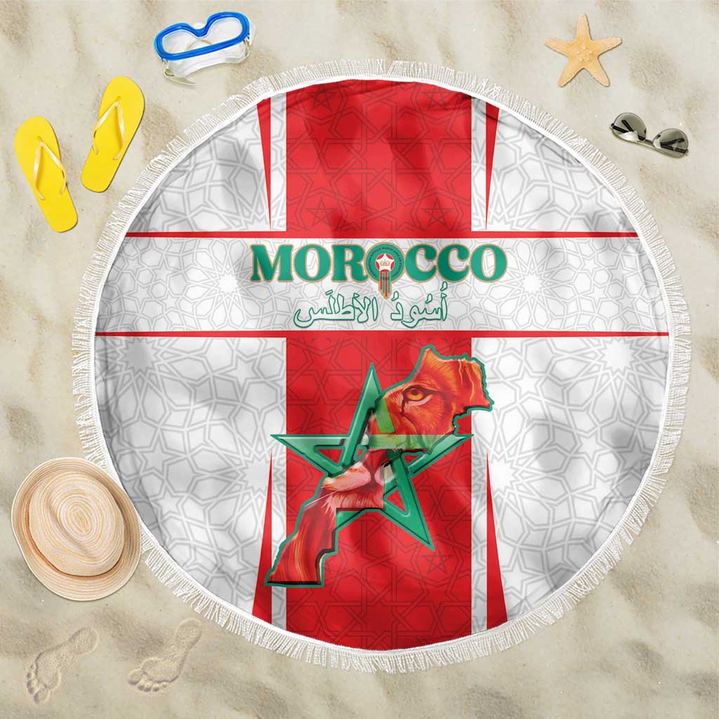 Morocco Football Beach Blanket Go Champions Atlas Lions - White - Wonder Print Shop