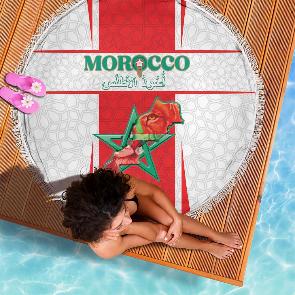Morocco Football Beach Blanket Go Champions Atlas Lions - White - Wonder Print Shop