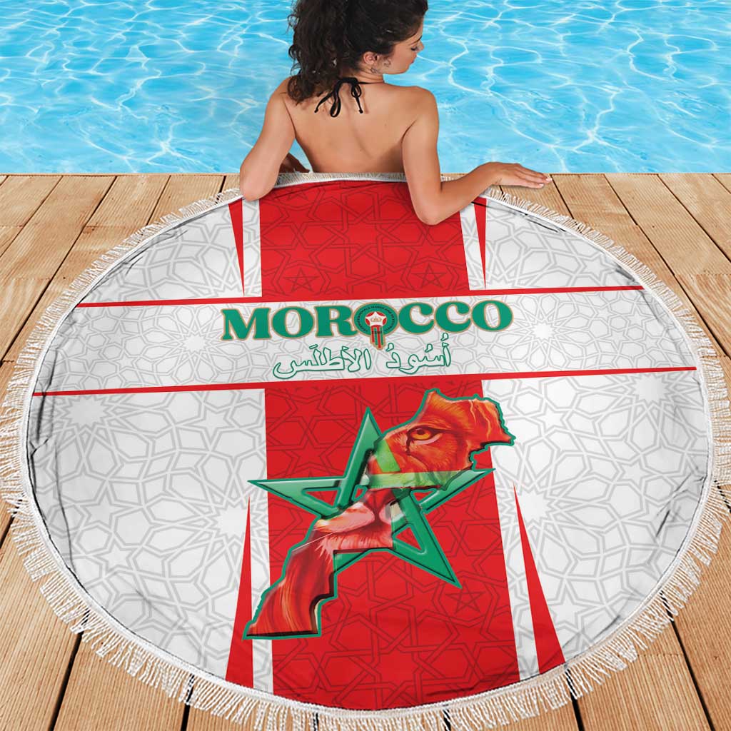 Morocco Football Beach Blanket Go Champions Atlas Lions - White - Wonder Print Shop