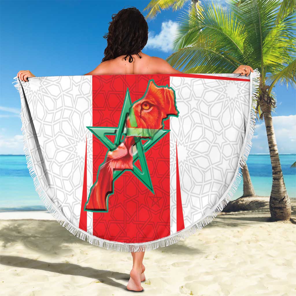 Morocco Football Beach Blanket Go Champions Atlas Lions - White - Wonder Print Shop