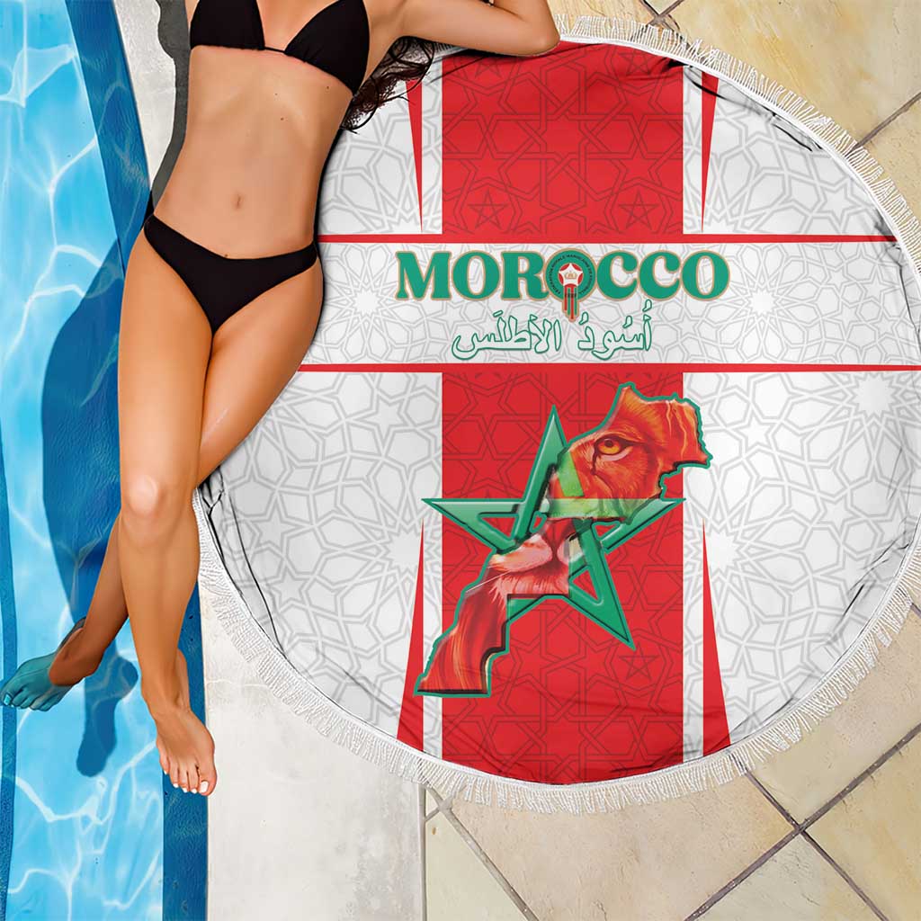 Morocco Football Beach Blanket Go Champions Atlas Lions - White - Wonder Print Shop