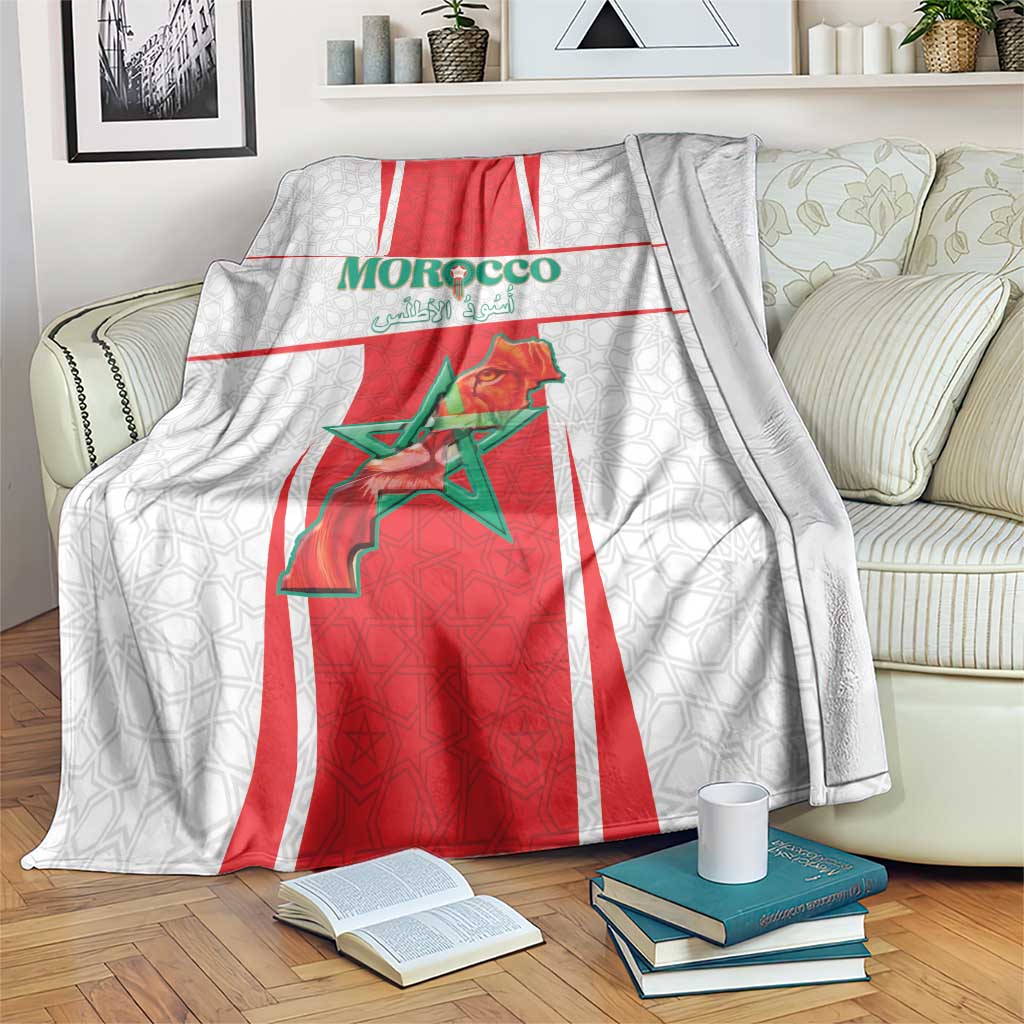 Morocco Football Blanket Go Champions Atlas Lions - White - Wonder Print Shop