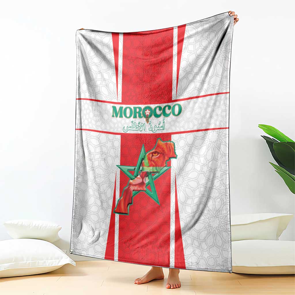Morocco Football Blanket Go Champions Atlas Lions - White - Wonder Print Shop