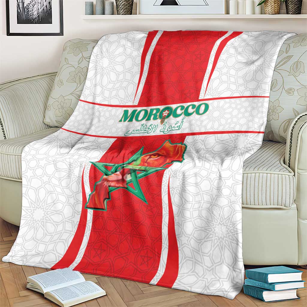 Morocco Football Blanket Go Champions Atlas Lions - White - Wonder Print Shop