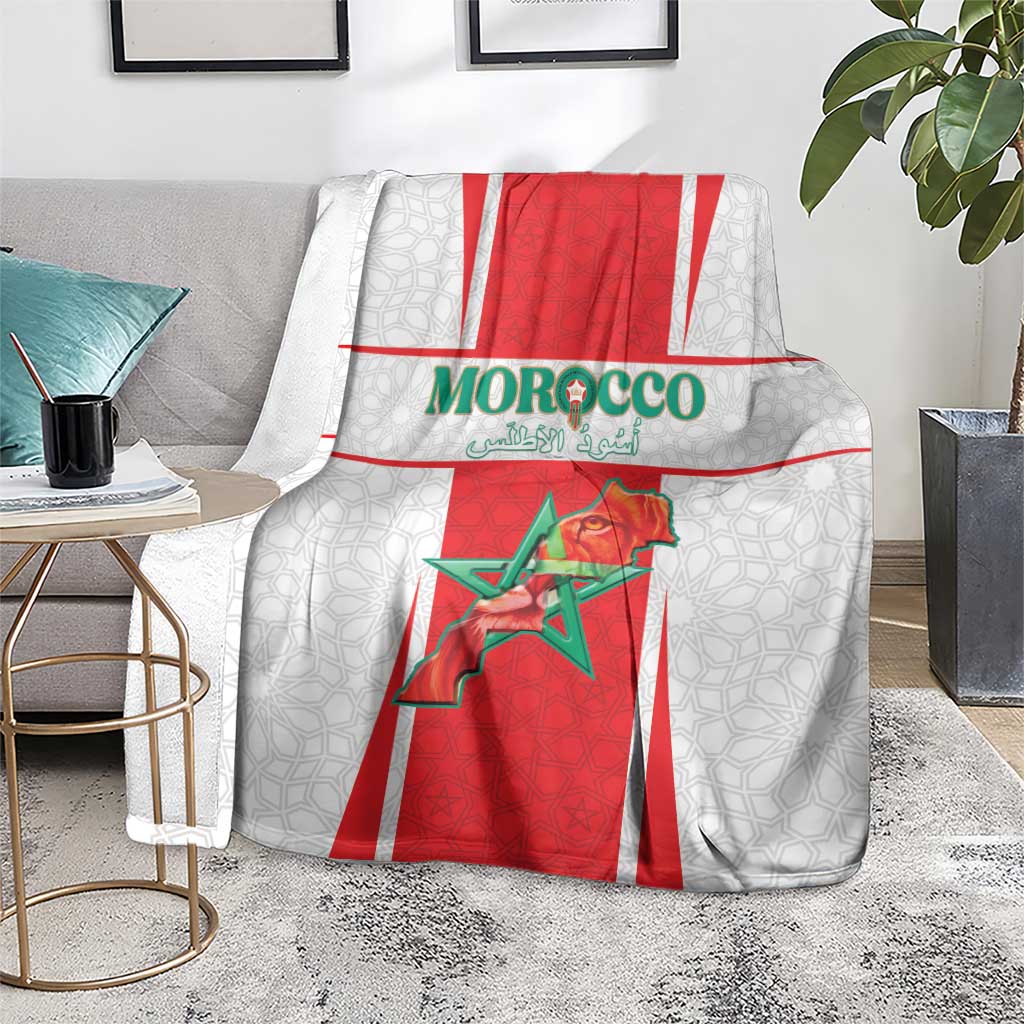 Morocco Football Blanket Go Champions Atlas Lions - White - Wonder Print Shop