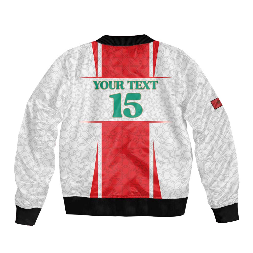 Custom Morocco Football Bomber Jacket Go Champions Atlas Lions - White - Wonder Print Shop