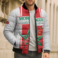 Custom Morocco Football Bomber Puffer Jacket Go Champions Atlas Lions - White - Wonder Print Shop