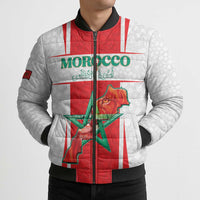 Custom Morocco Football Bomber Puffer Jacket Go Champions Atlas Lions - White - Wonder Print Shop