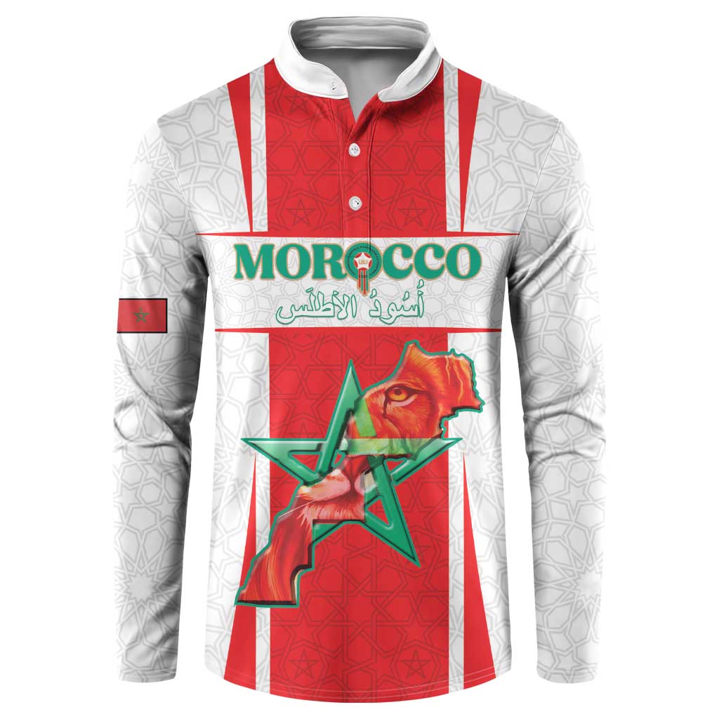 Custom Morocco Football Button Sweatshirt Go Champions Atlas Lions - White - Wonder Print Shop