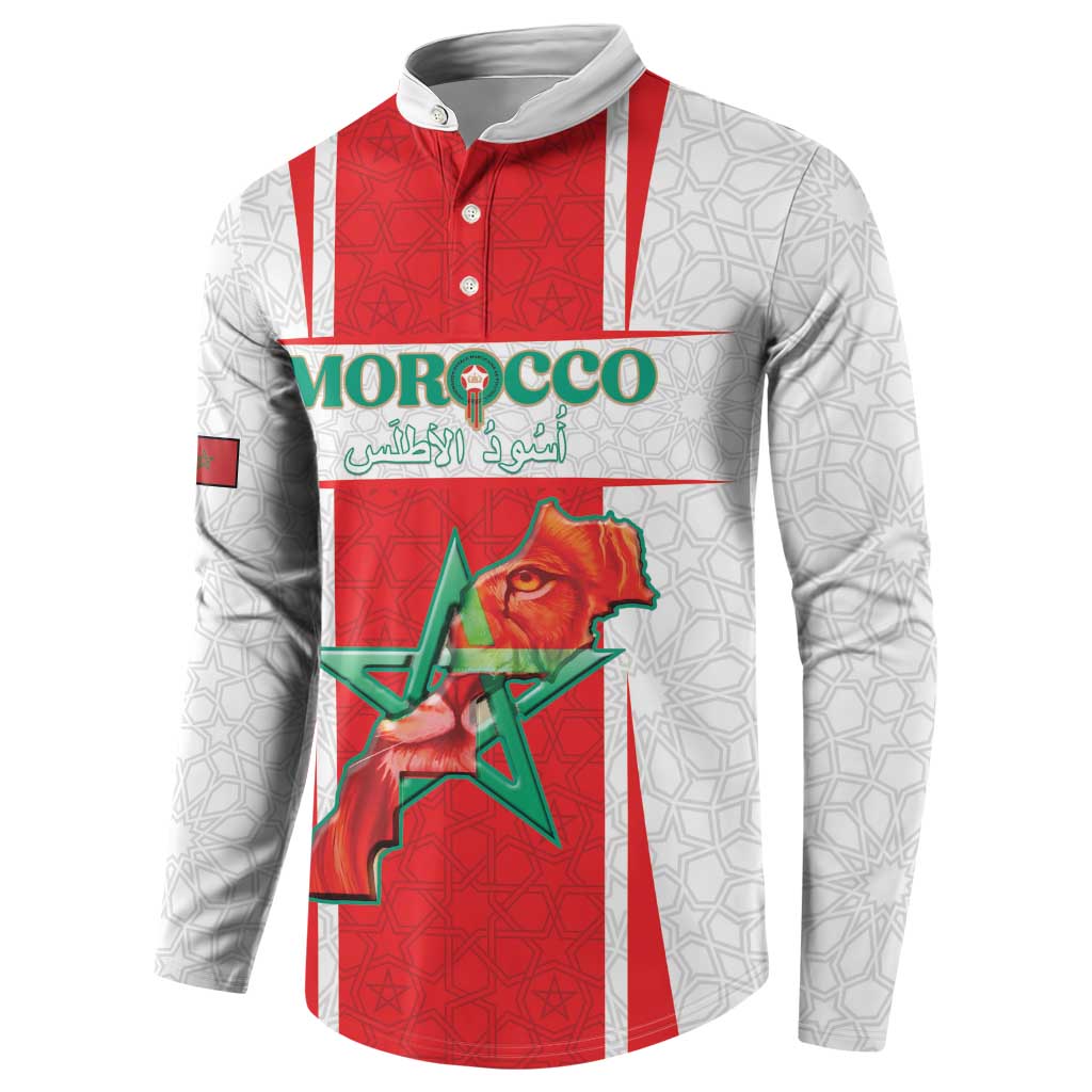Custom Morocco Football Button Sweatshirt Go Champions Atlas Lions - White - Wonder Print Shop