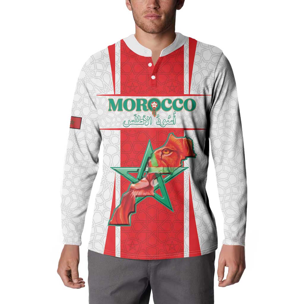 Custom Morocco Football Button Sweatshirt Go Champions Atlas Lions - White - Wonder Print Shop