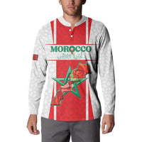 Custom Morocco Football Button Sweatshirt Go Champions Atlas Lions - White - Wonder Print Shop