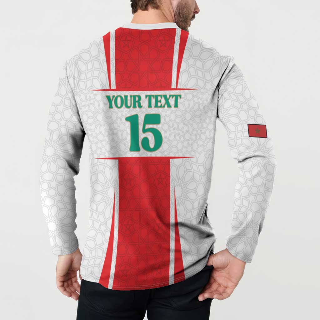 Custom Morocco Football Button Sweatshirt Go Champions Atlas Lions - White - Wonder Print Shop