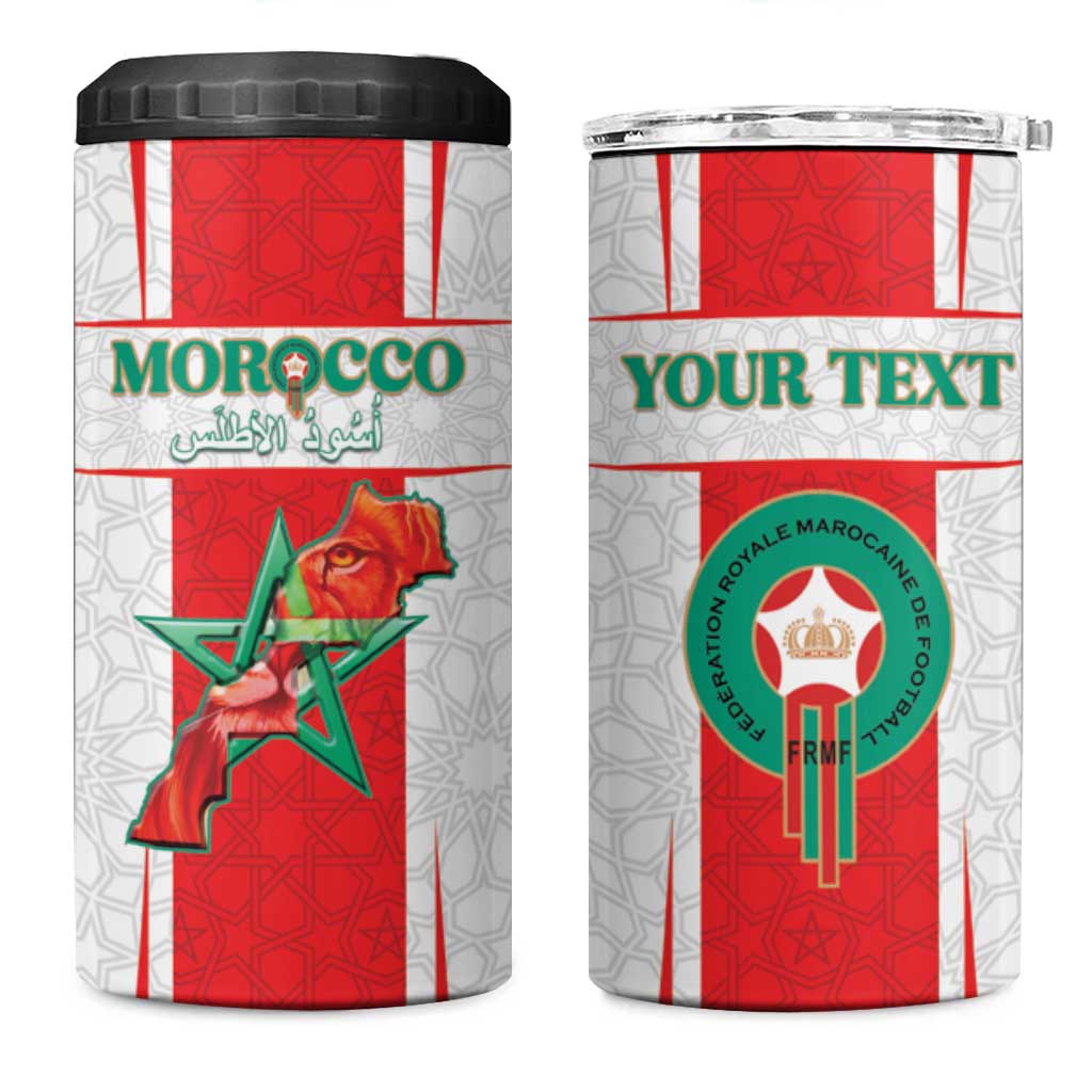 Custom Morocco Football 4 in 1 Can Cooler Tumbler Go Champions Atlas Lions - White - Wonder Print Shop