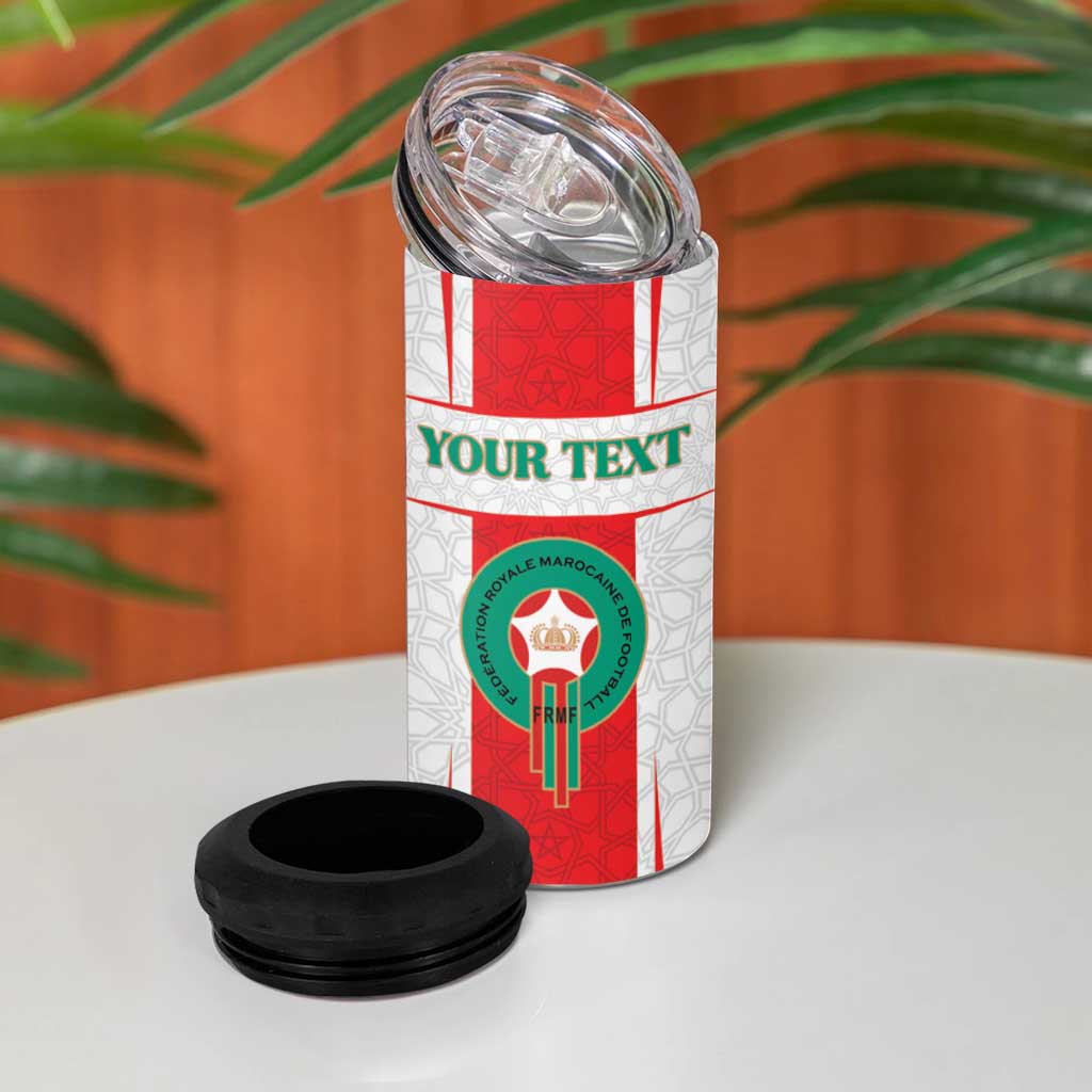 Custom Morocco Football 4 in 1 Can Cooler Tumbler Go Champions Atlas Lions - White - Wonder Print Shop
