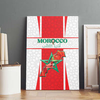 Morocco Football Canvas Wall Art Go Champions Atlas Lions - White - Wonder Print Shop