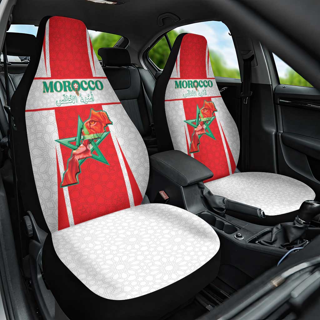 Morocco Football Car Seat Cover Go Champions Atlas Lions - White - Wonder Print Shop