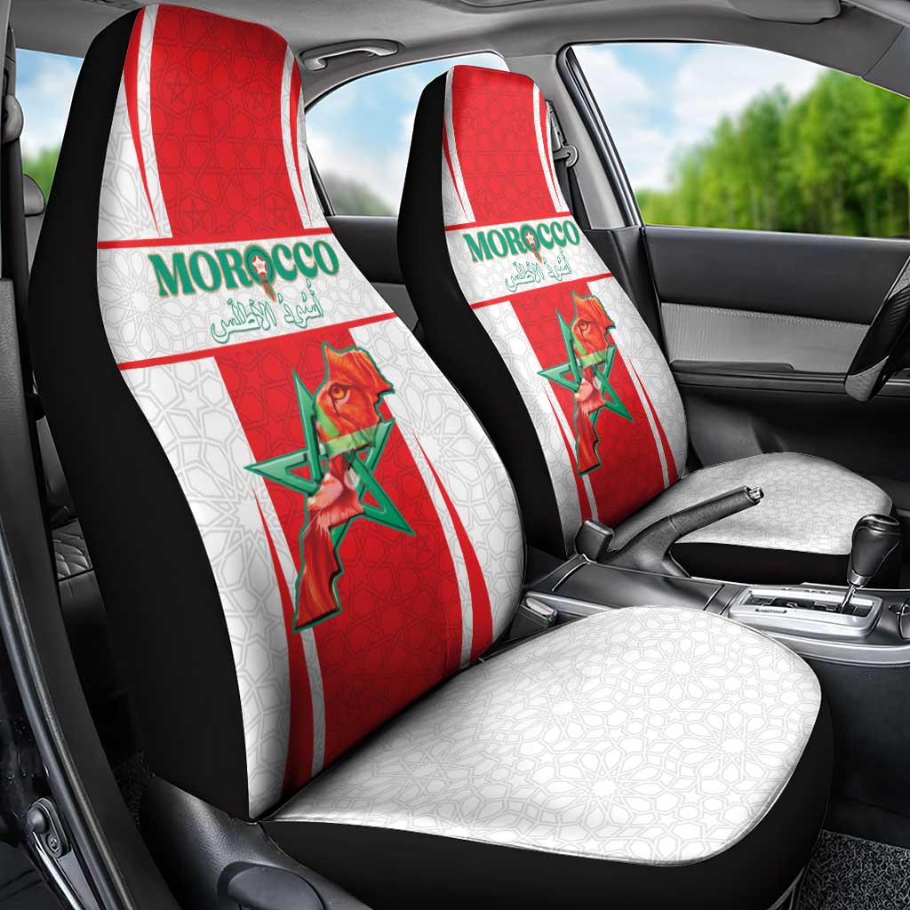 Morocco Football Car Seat Cover Go Champions Atlas Lions - White - Wonder Print Shop