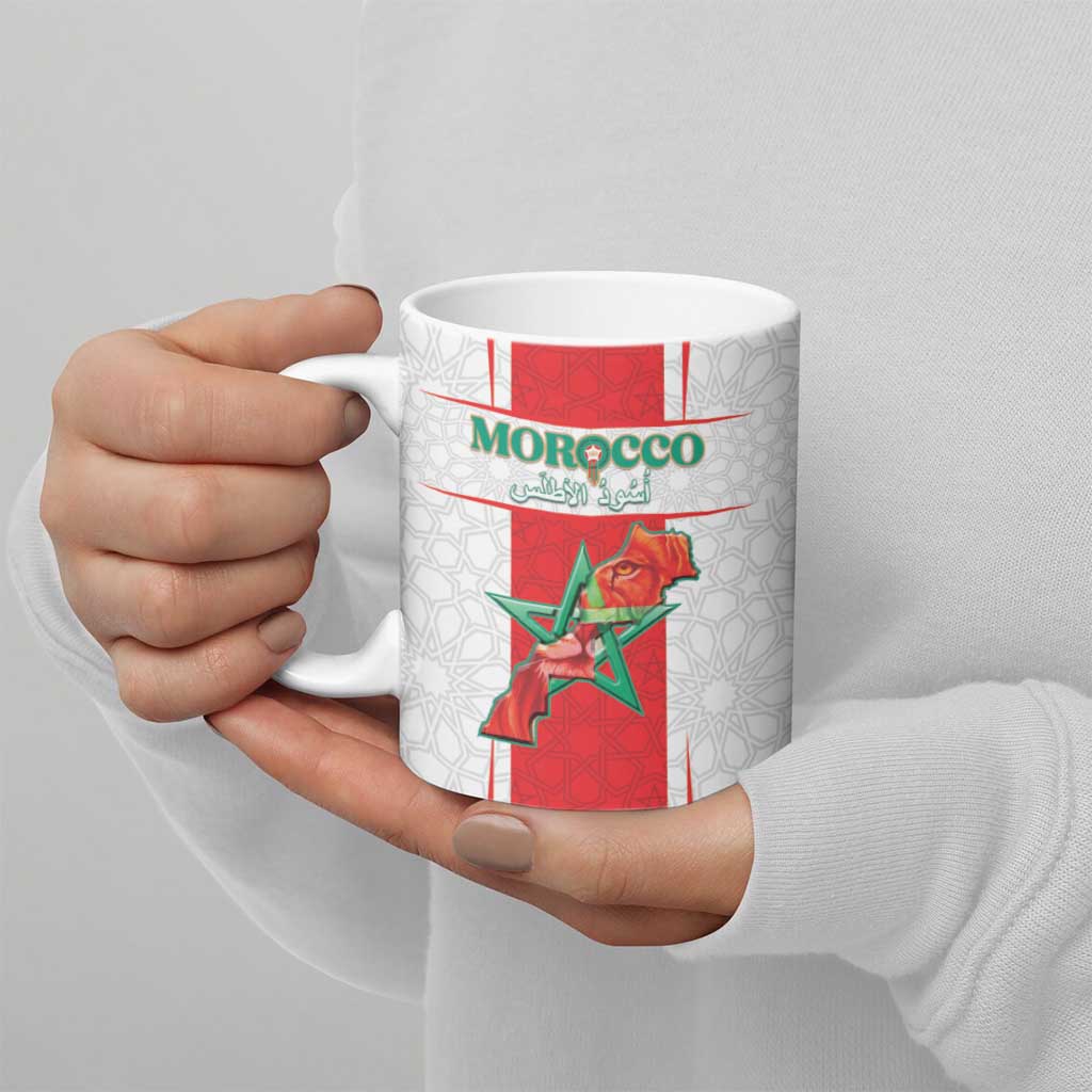 Custom Morocco Football Ceramic Mug Go Champions Atlas Lions - White - Wonder Print Shop