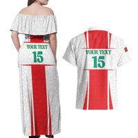 Custom Morocco Football Couples Matching Off Shoulder Maxi Dress and Hawaiian Shirt Go Champions Atlas Lions - White - Wonder Print Shop