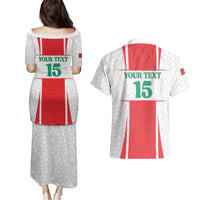 Custom Morocco Football Couples Matching Puletasi and Hawaiian Shirt Go Champions Atlas Lions - White - Wonder Print Shop