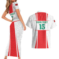 Custom Morocco Football Couples Matching Short Sleeve Bodycon Dress and Hawaiian Shirt Go Champions Atlas Lions - White - Wonder Print Shop