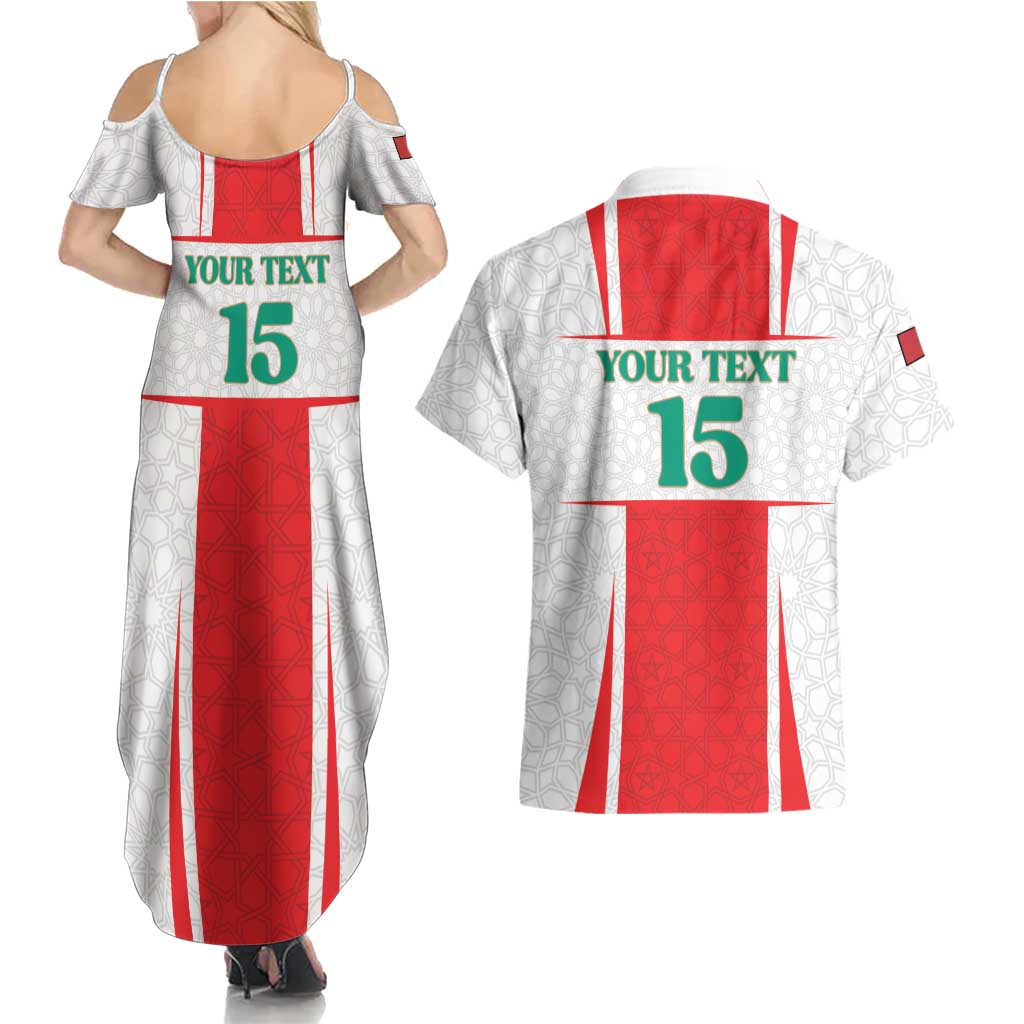 Custom Morocco Football Couples Matching Summer Maxi Dress and Hawaiian Shirt Go Champions Atlas Lions - White - Wonder Print Shop