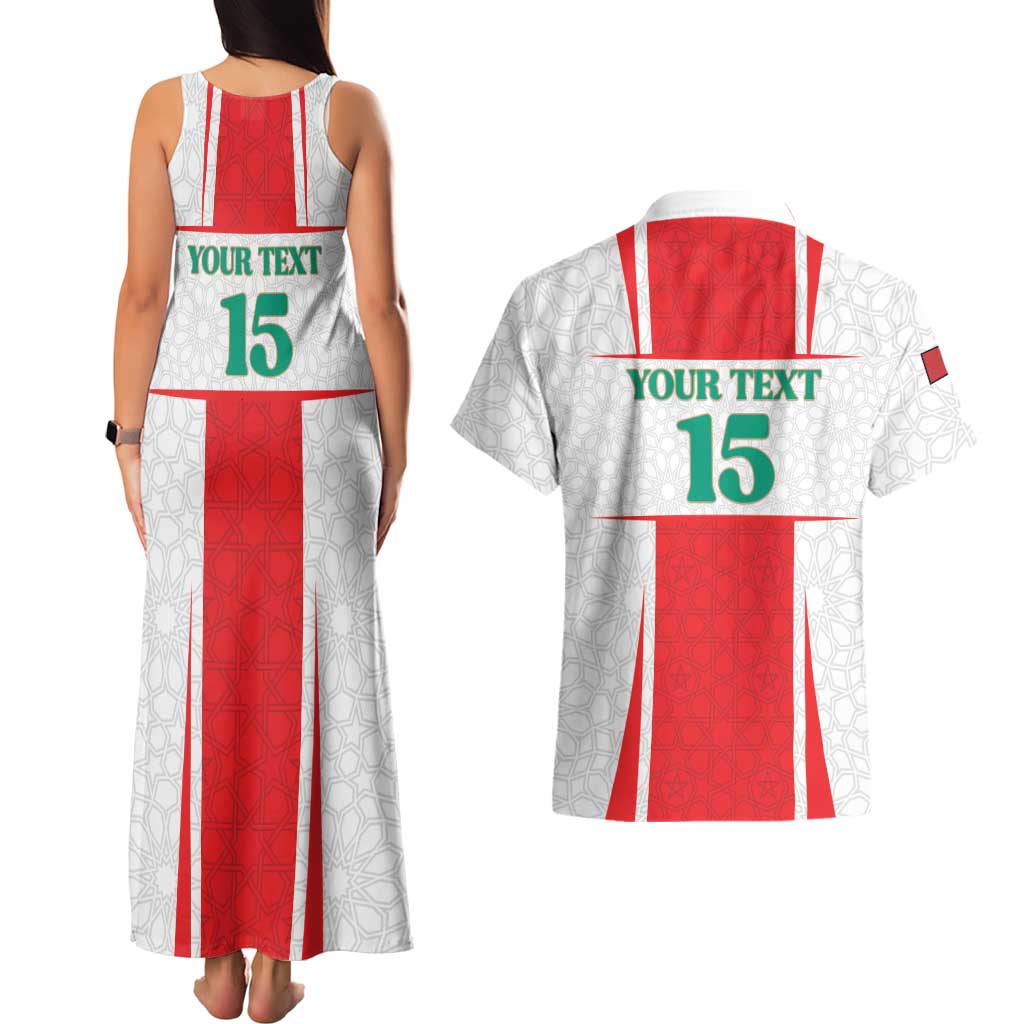 Custom Morocco Football Couples Matching Tank Maxi Dress and Hawaiian Shirt Go Champions Atlas Lions - White - Wonder Print Shop