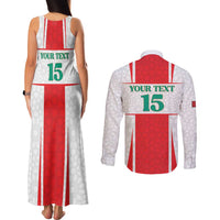 Custom Morocco Football Couples Matching Tank Maxi Dress and Long Sleeve Button Shirt Go Champions Atlas Lions - White - Wonder Print Shop