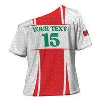 Custom Morocco Football Cross Shoulder Shirt Go Champions Atlas Lions - White - Wonder Print Shop