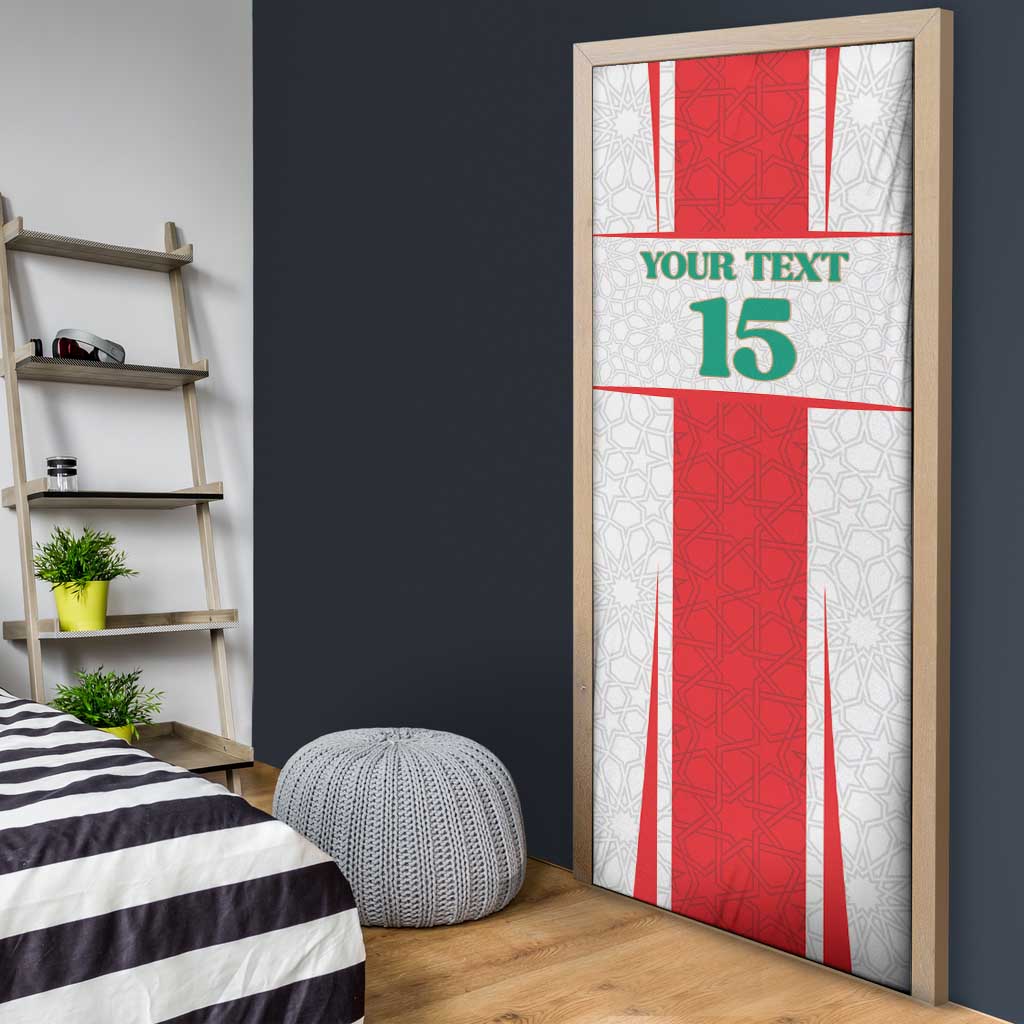 Custom Morocco Football Door Cover Go Champions Atlas Lions - White - Wonder Print Shop