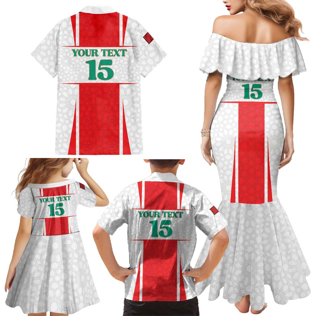 Custom Morocco Football Family Matching Mermaid Dress and Hawaiian Shirt Go Champions Atlas Lions - White - Wonder Print Shop