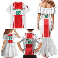 Custom Morocco Football Family Matching Mermaid Dress and Hawaiian Shirt Go Champions Atlas Lions - White - Wonder Print Shop