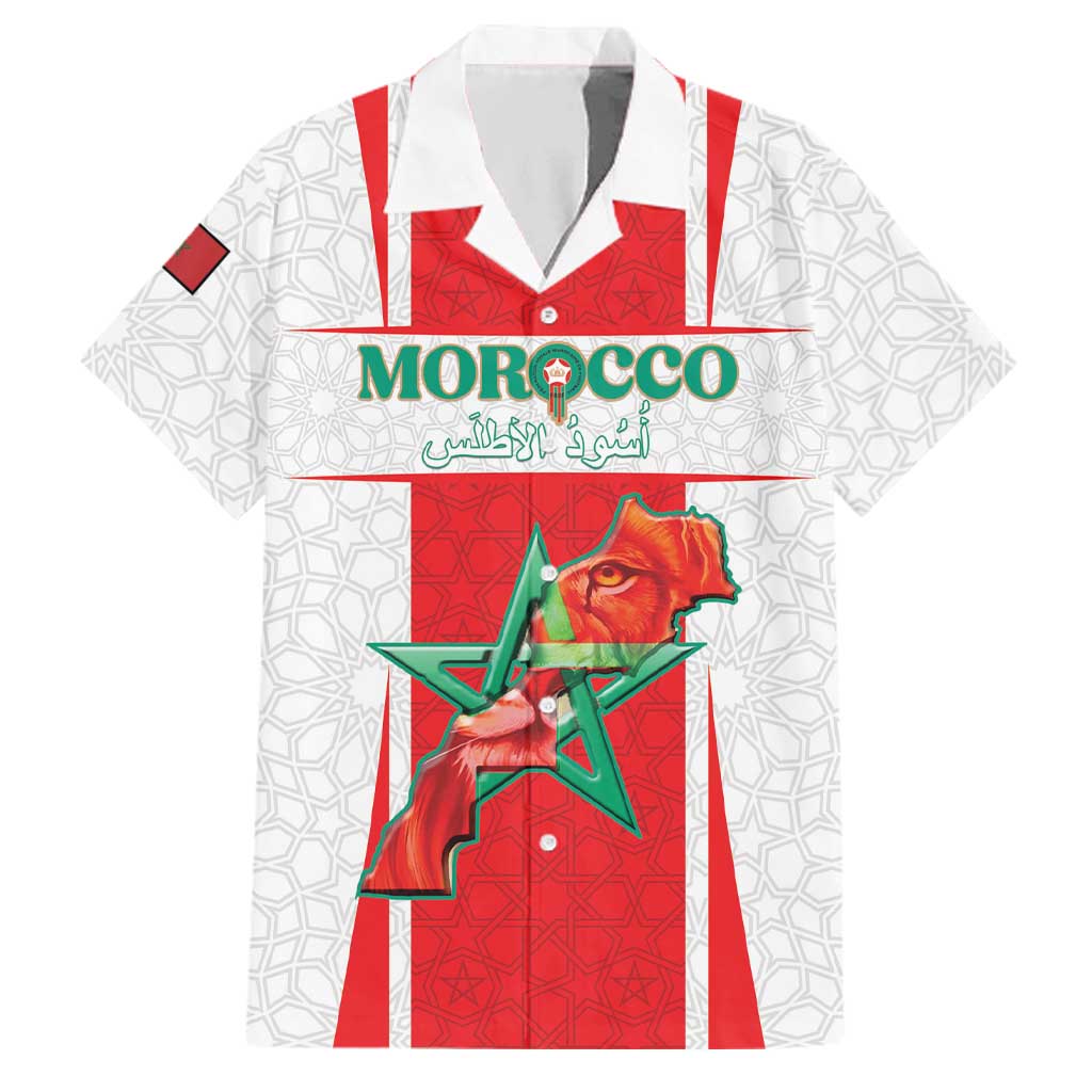 Custom Morocco Football Family Matching Mermaid Dress and Hawaiian Shirt Go Champions Atlas Lions - White - Wonder Print Shop