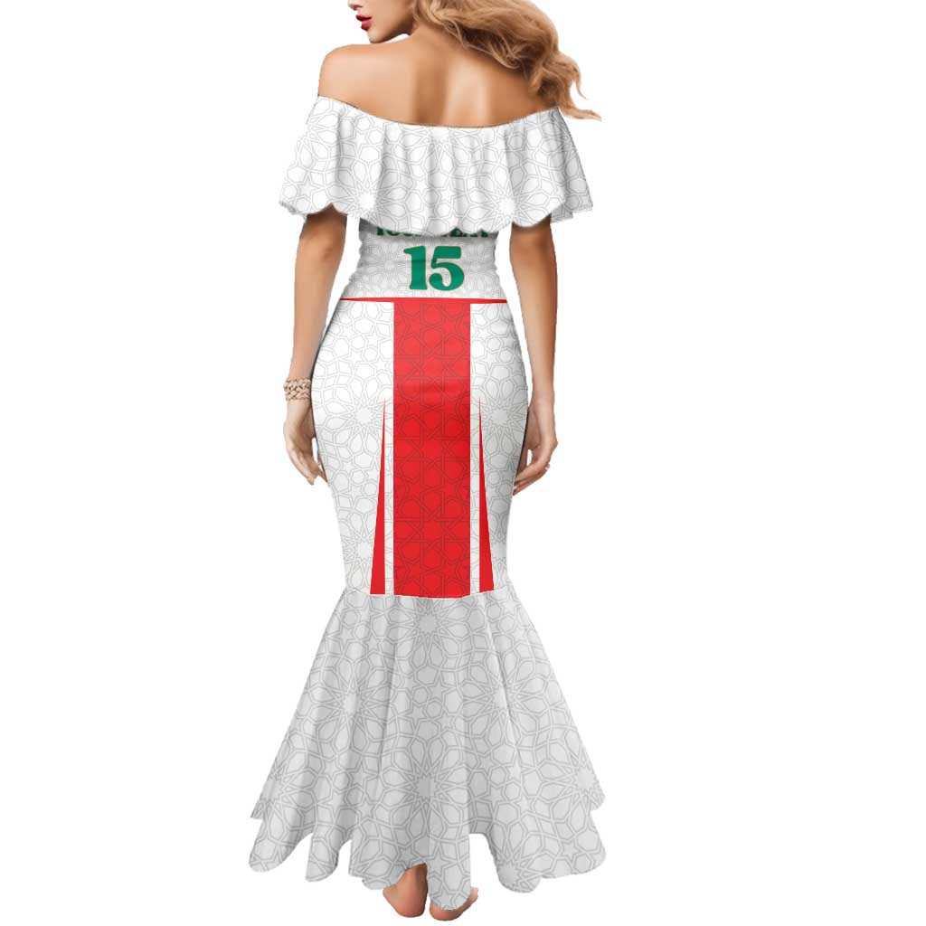 Custom Morocco Football Family Matching Mermaid Dress and Hawaiian Shirt Go Champions Atlas Lions - White - Wonder Print Shop
