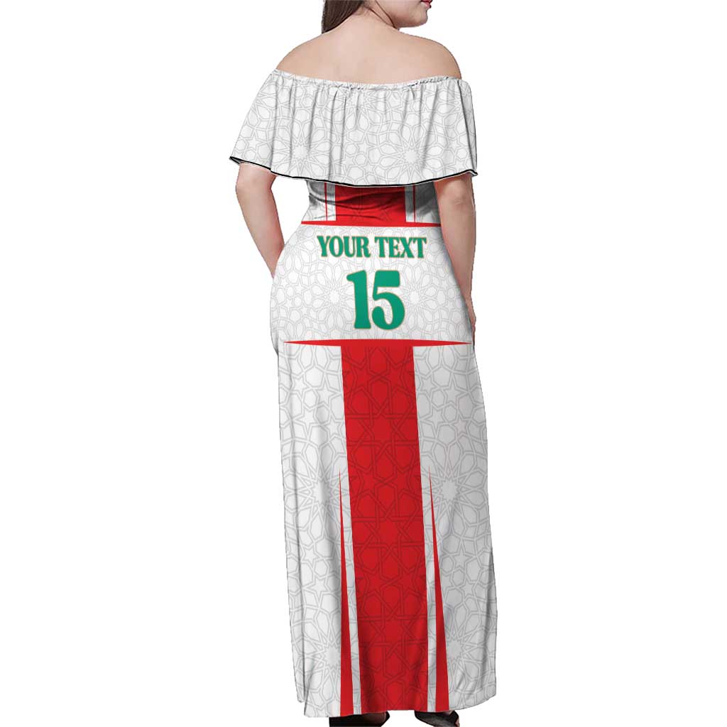 Custom Morocco Football Family Matching Off Shoulder Maxi Dress and Hawaiian Shirt Go Champions Atlas Lions - White - Wonder Print Shop