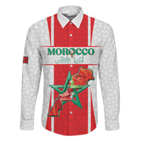 Custom Morocco Football Family Matching Off Shoulder Short Dress and Hawaiian Shirt Go Champions Atlas Lions - White - Wonder Print Shop