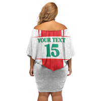 Custom Morocco Football Family Matching Off Shoulder Short Dress and Hawaiian Shirt Go Champions Atlas Lions - White - Wonder Print Shop