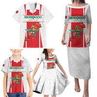Custom Morocco Football Family Matching Puletasi and Hawaiian Shirt Go Champions Atlas Lions - White - Wonder Print Shop
