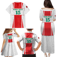 Custom Morocco Football Family Matching Puletasi and Hawaiian Shirt Go Champions Atlas Lions - White - Wonder Print Shop