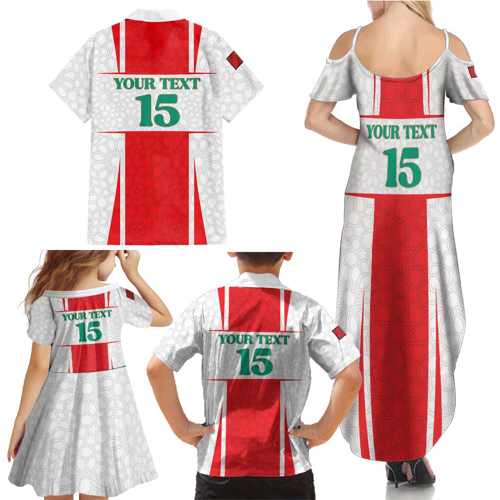 Custom Morocco Football Family Matching Summer Maxi Dress and Hawaiian Shirt Go Champions Atlas Lions - White - Wonder Print Shop
